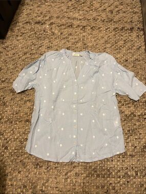 Masai Light Blue Polka Dot Button-Up Blouse